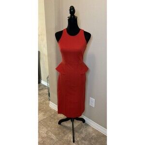 Banana Republic Women Size 0 Red Pencil Dress Knee Length Stretch Business